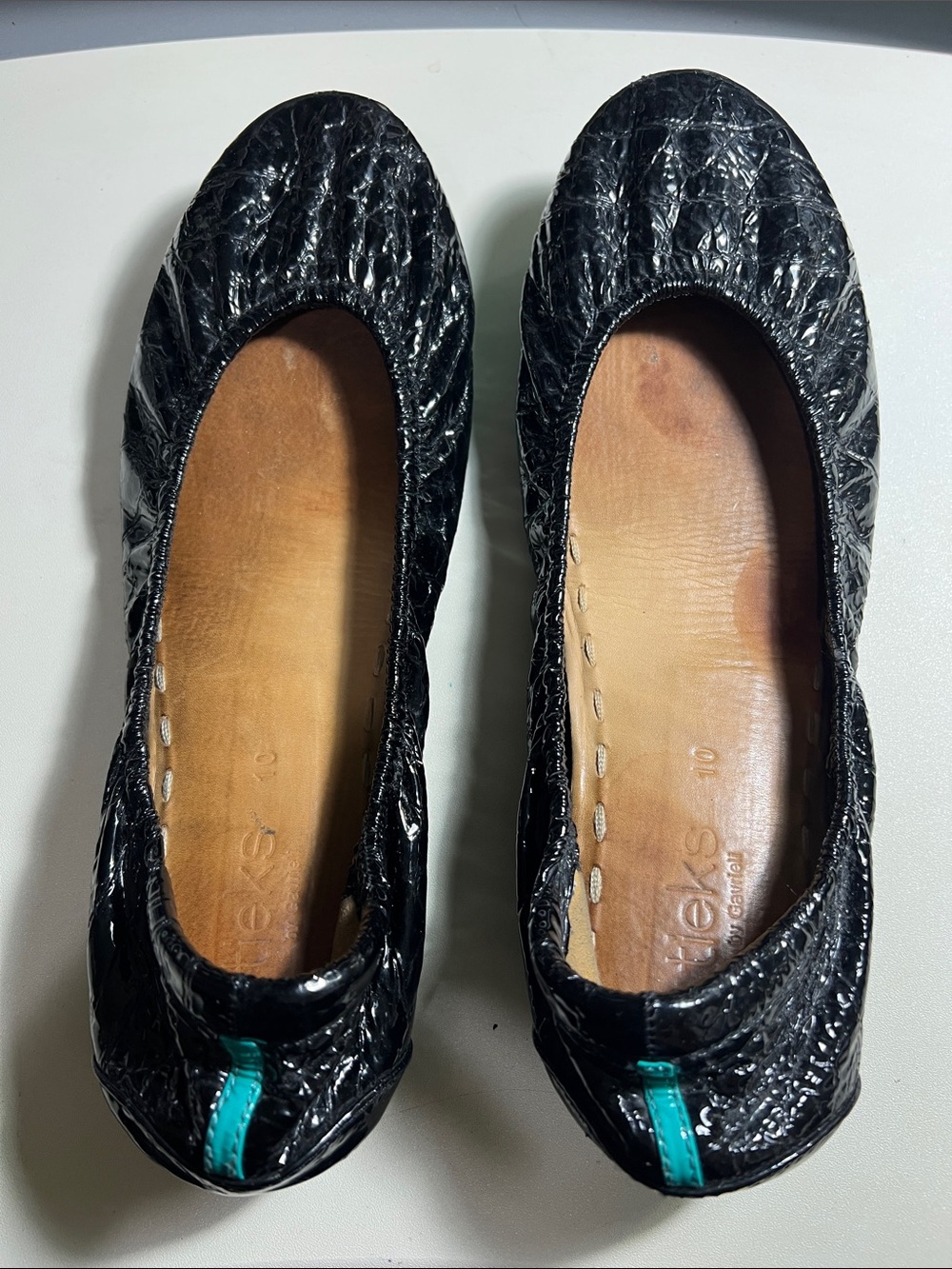 Tieks Black Patent Leather Ballet Slippers Sz 10